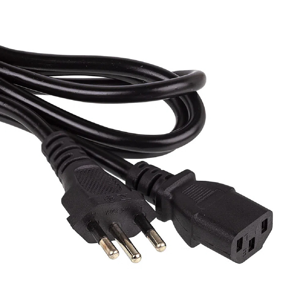 Cabo De Força Energia PC Computador Fonte Monitor TV Panelas Elétricas Tripolar 3Pinos Padrão Nova Tomadas 1.2M Preto