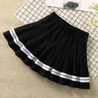 Conjunto de vento da marinha para meninas, saia curta, saia plissada, saia fina, saia infantil de meia-idade, verão, pri