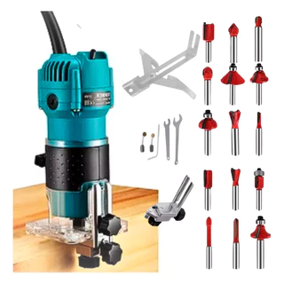 Tupia Laminadora Elétrica 650W 1/4 6mm P/Marcenaria Profissional+ Jogo Fresa 15 Peças ENVIO IMEDIATO