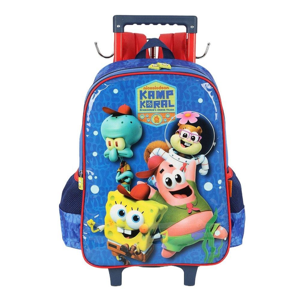 Mochila de Rodinha Com Alça Luxcel Bob Esponja Azul | Shopee Brasil