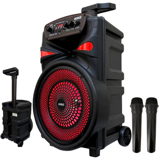 Caixa de Som Grande Amplificada 2000w com Rodinha e 2 Microfones Sem Fio LED MP3 em Oferta na Shopee