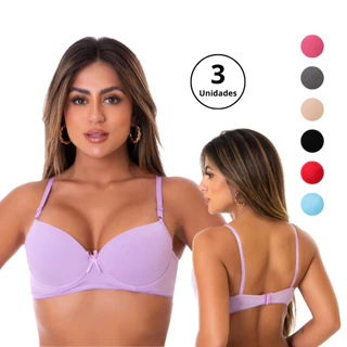Kit 3 Peças Sutiã Com Bojo Básico Sutiã Feminino Sutian Com Bojo Sutiã em Oferta na Shopee