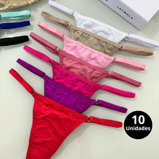 Kit C/10 Calcinha Microfibra Fio Dental Regulagem Lingerie Sexy em Oferta na Shopee