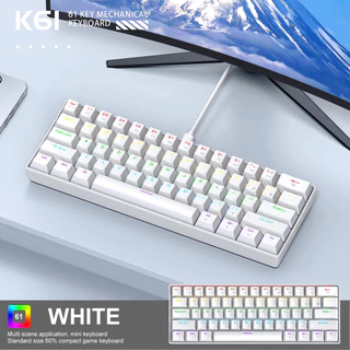 Mini Teclado Mecânico Com Fio Portátil 60% APAYADO K61 61 Teclas Phantom RGB Preto Branco Vermelho/Azul