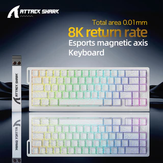 Teclado eletrônico magnético para jogos Attack Shark X68he: interruptor magnético de jade branco