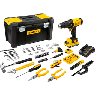 Parafusadeira Furadeira Impacto Stanley 20V com 119 Acessórios Eletricista Marceneiro Montador em Oferta na Shopee