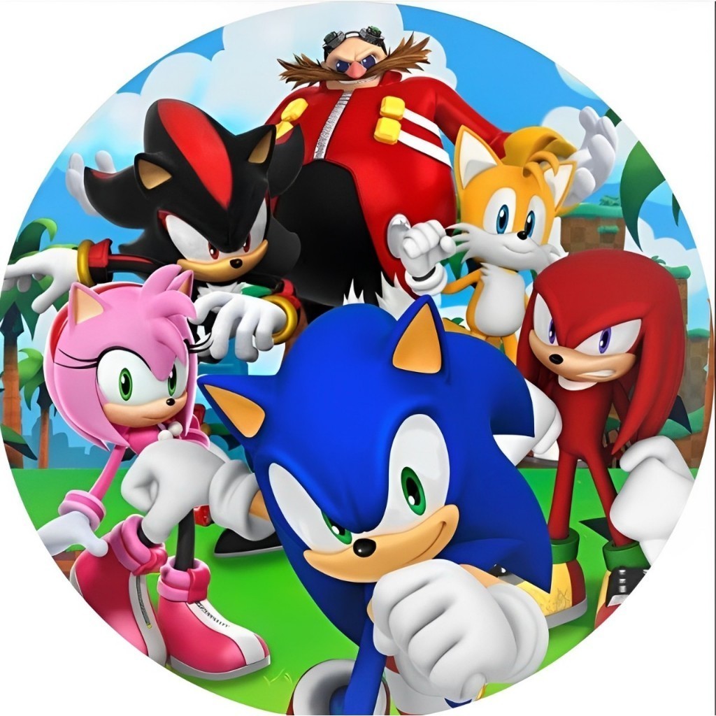 PAINEL SONIC E SUA TURMA 50X50CM REDONDO LEIA A DESCRIÇÃO | Shopee Brasil
