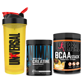 Kit Universal Nutrition Creatine 200g + BCAA Stack 250g + Coqueteleira 700ml - Performance e Recuperação em Oferta na Shopee