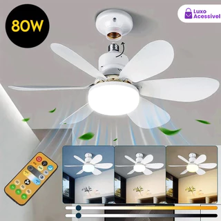 Novo Ventilador de Teto com Luz LED, 6 Hélices para Ambientes Compactos, Controle Remoto, Bivolt, Design Moderno