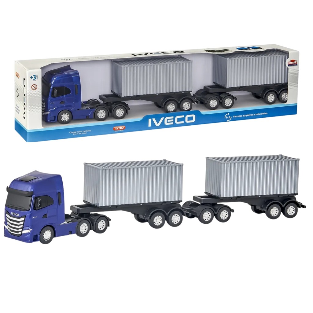 Caminhão Rodotrem Container Iveco S-Way 60cm - Brinquedo Infantil Com ...