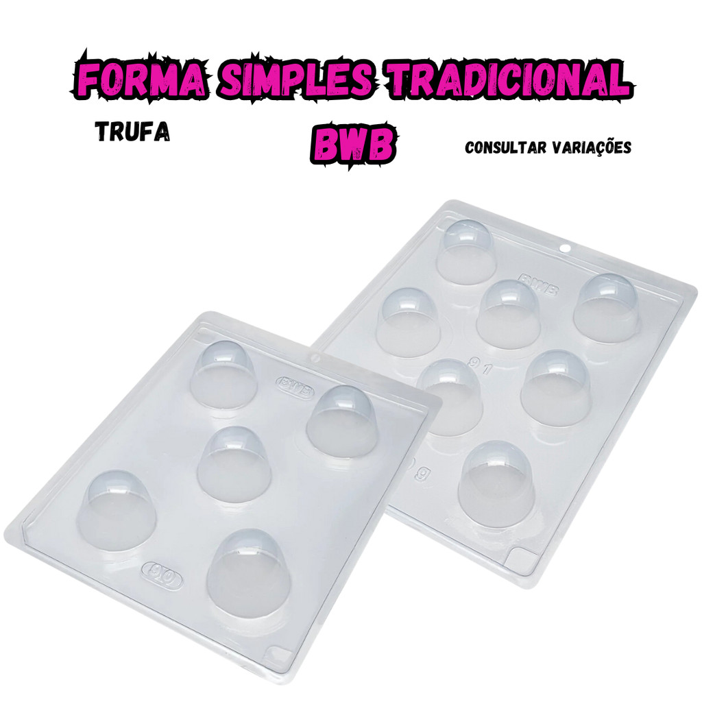 Forma Para Trufa Simples Tradicional BWB Acetato Chocolate Grande/Médio ...