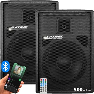 Kit Caixa Som 500w Rms 12 polegadas Ativa + Passiva Acustica Audio Usb Sd Profissional Amplificada Datrel Igreja eventos