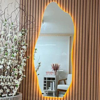 Espelho Orgânico Grande de Corpo Inteiro com Iluminação LED Chão Quarto Sala Salão hall Luxo Promoção Lançamento