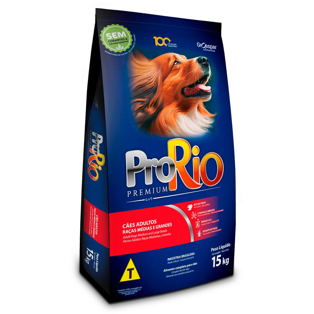 Ração Cachorro Premium Cães Adultos Porte Média Grande Carne 15kg ...