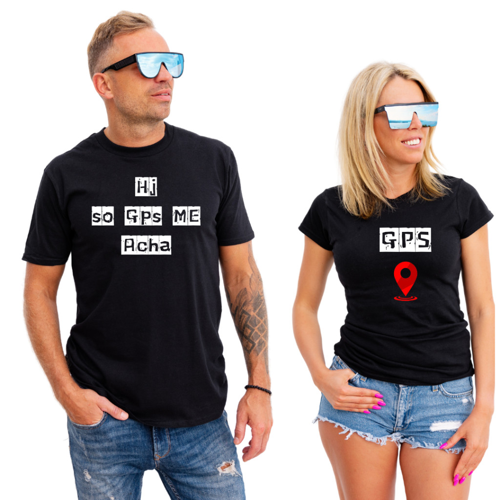 Kit Duas Camisetas Casal Namorados "Hj so Gps me Acha" Frases 100% Algodão 30.1 Blusa Premium