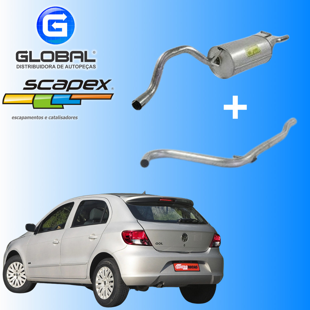 Kit Escapamento Silencioso Traseiro/ Intermediario Gol 1.0 8v Scapex ...