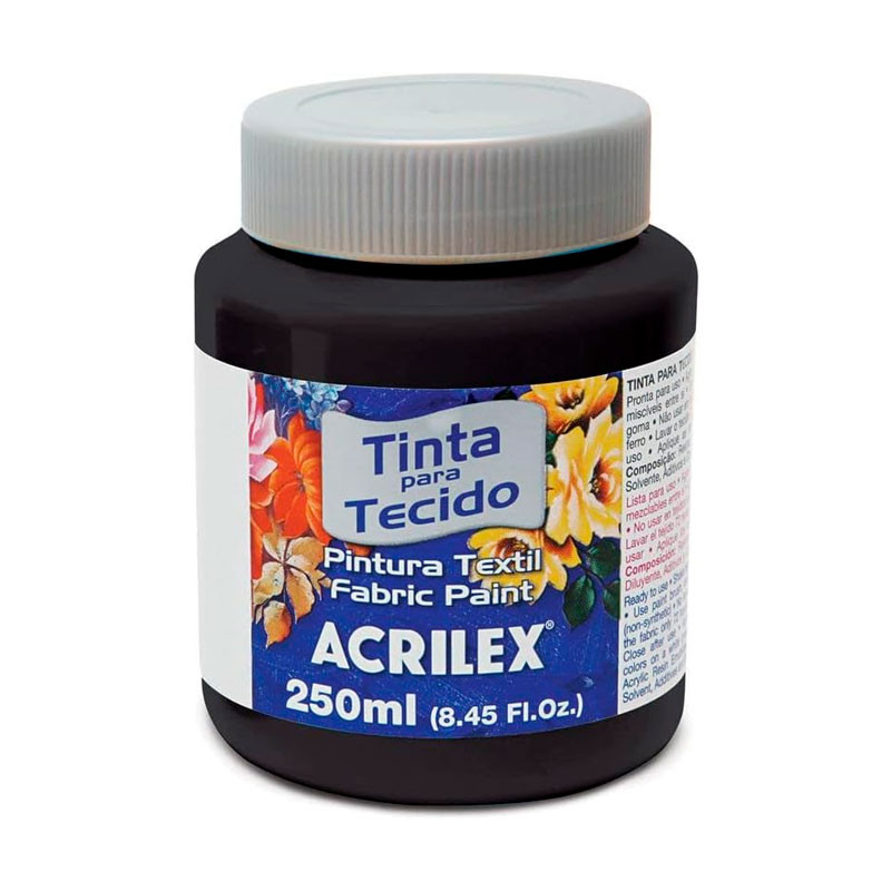 Tinta para tecido fosca Preta 250ml 520 Acrilex