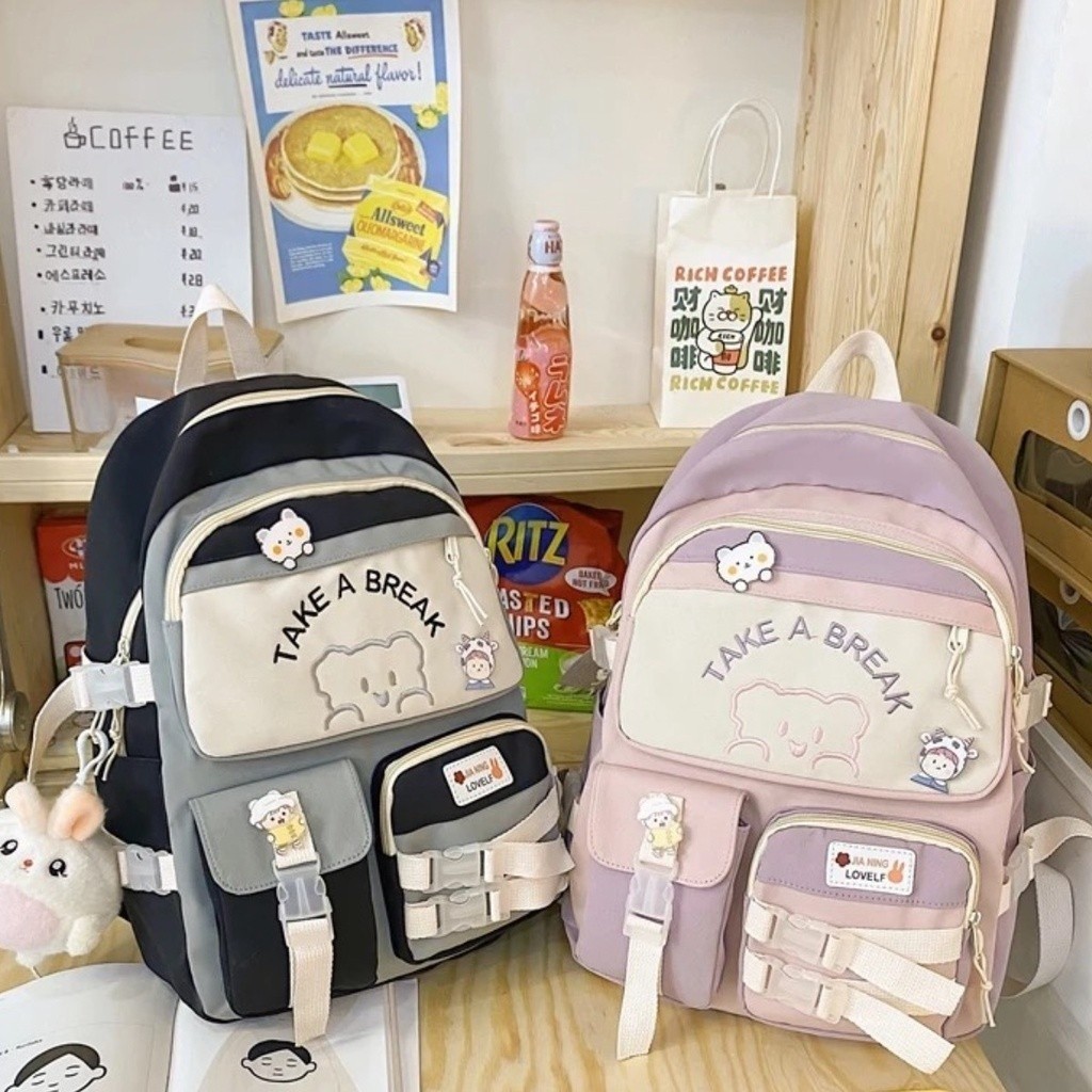 Mochila Feminina Escolar Passeio Coreano Grande Capacidade Impermeável
