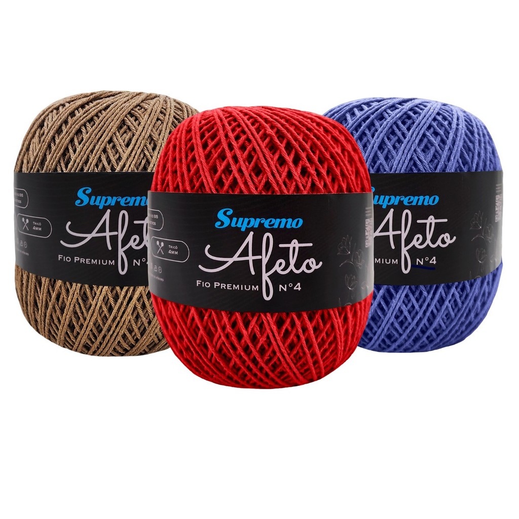 Barbante Afeto Fio Premium N.º4, 200g, 340m - Supremo | Shopee Brasil