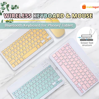Kit de Teclado e Mouse Sem Fio Bluetooth com Cores Macaron Funciona bem com PC iPad Tablet e Notebook