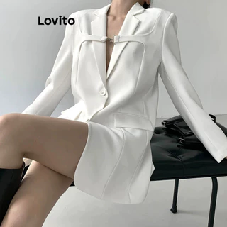 Lovito Blazer casual com fivela lisa para mulheres LNA79387