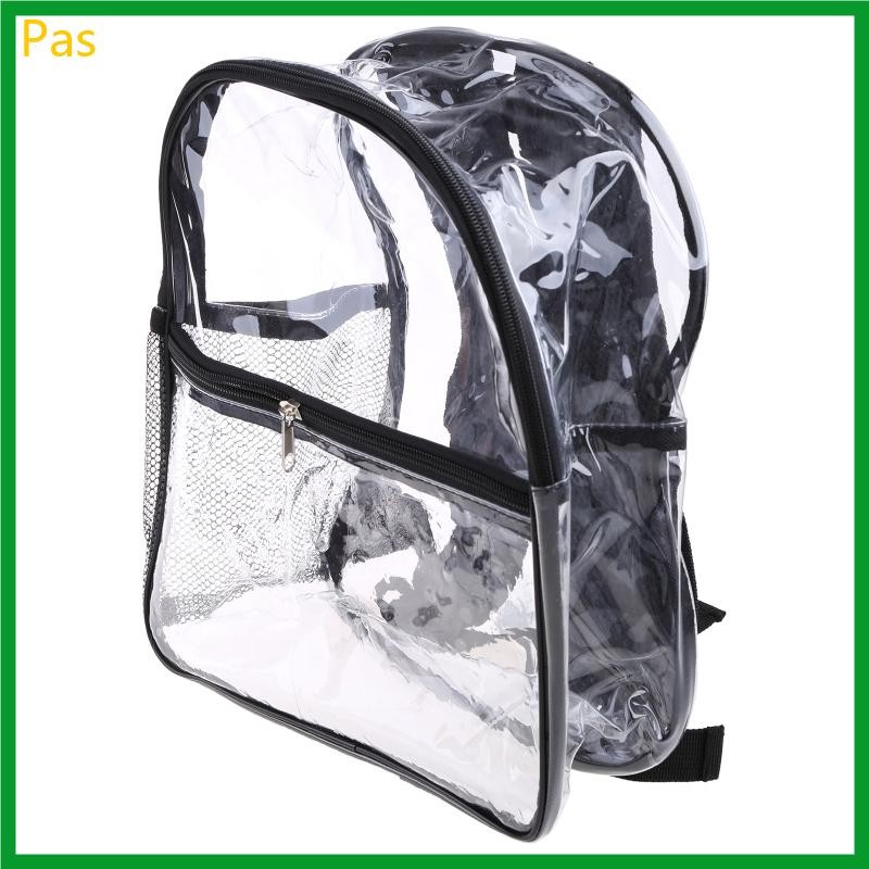 Zaino Trasparente Pesante Clear Backpack Heavy Duty Per Sicurezza, Lavoro, Università - Nero Trasparente