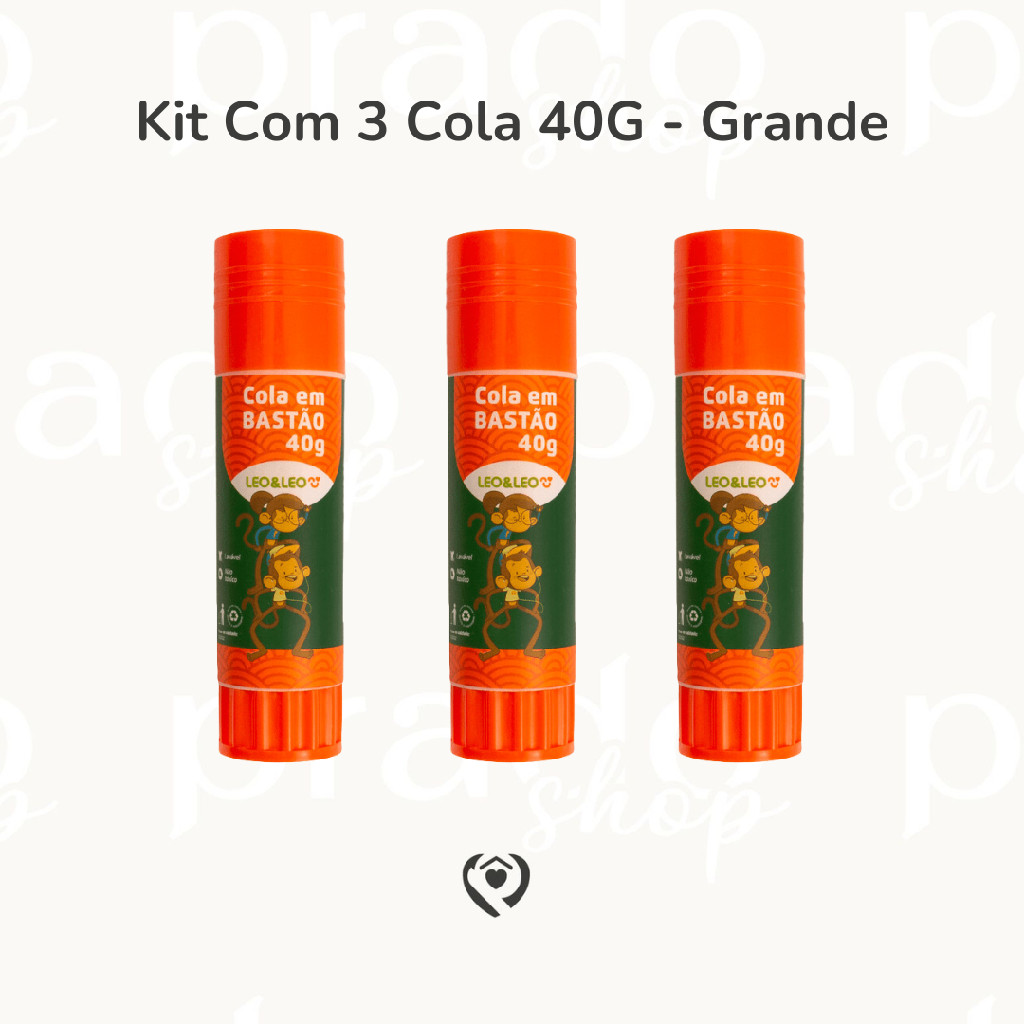 KIT COM 3 COLAS ESCOLAR BASTAO 40G GRANDE LEOELEO | Shopee Brasil