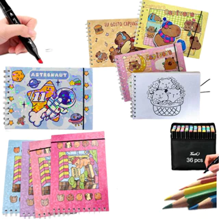 Conjunto de livros de colorir com 48 papéis de desenho e marcadores, 36 cores Marisa em Oferta na Shopee