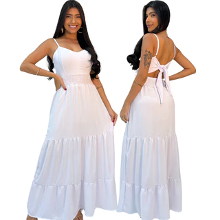 Vestido Feminino Longo Madrinha Casamento Formatura Convidada Forrado Tecido Duna Não Amassa em Oferta na Shopee