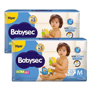 Kit 2 und Fralda Inf Babysec Ultra Hiper Tamanho M 68 und em Oferta na Shopee