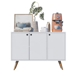 Balcão Rack Retrô 3 Portas Multiuso 90cm Mais vendido