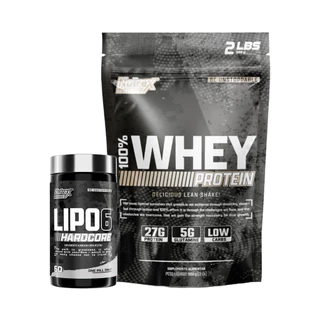 Kit 100% Whey Refil 900g + Lipo 6 Hardcore 60 Caps Nutrex Research Ganho de Massa e Definição Muscular em Oferta na Shopee