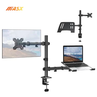 Suporte 2 Monitores Notebook Articulado De Mesa 13'' À 27'' VESA com Ajuste de Articulação e Altura Preto