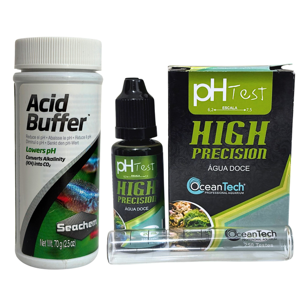 Seachem Acid Buffer Tamponador Ácido de Aquário 70g + Teste de pH Ocean ...