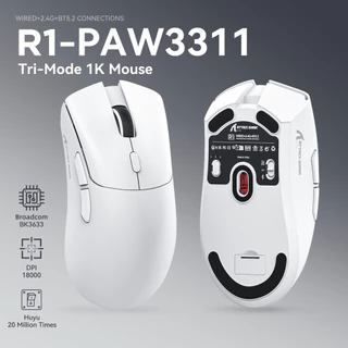 Mouse Sem Fio Attack Shark R1 Bluetooth Gaming PAW3311 Sensor , Taxa De Retorno De 1000 Hz , Trimodo , Ergonômico , Reca