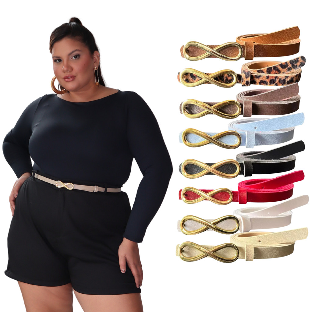 Cinto Plus Size Feminino da Moda Fivela Infinito Veste 100cm a 160cm ...