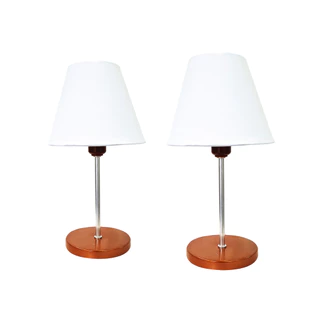 Kit 2 Abajur luminária base redonda Cobre Haste Cromada Cupula Semi Conica quartos cabeceiras