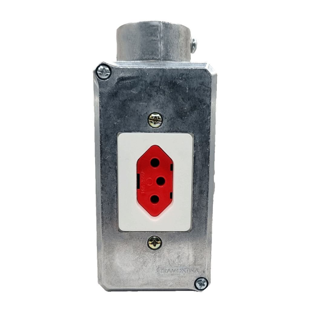Condulete Com Tomada 10A Vermelha 1 Saida 1 Polegada | Shopee Brasil
