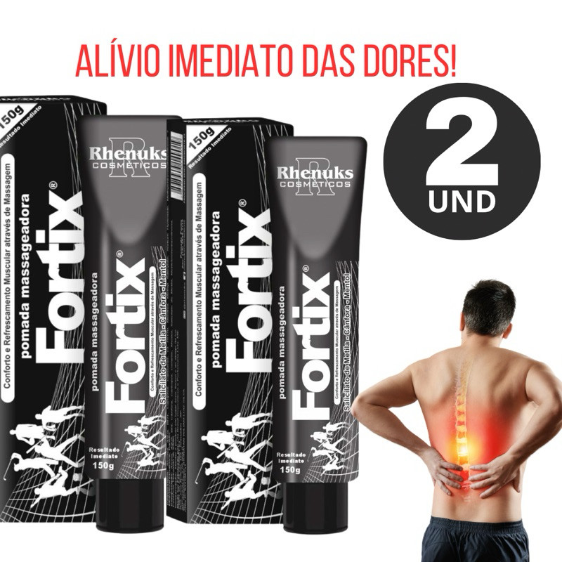 Kit 2Und Pomada Preta Fortix Dores No Joelho Lombar Ossos 150g Legítima ...
