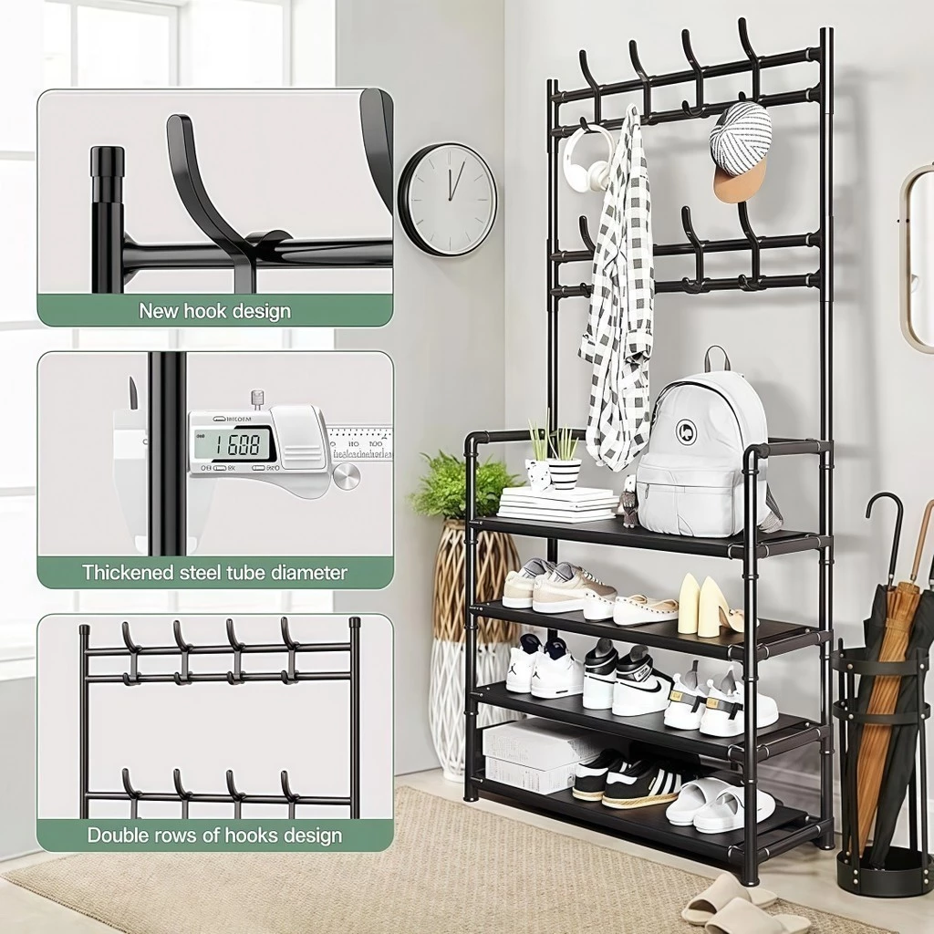 Arara 4/5 Andar Sapateira Organizador Cabideiro Suporte Multiuso Sapato Tenis Roupa Armários TOP&CASA - Imagem 4