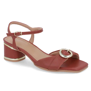 Sandália em Couro Salto Bloco Terracota Feminina AN11002006 - Usaflex em Oferta na Shopee