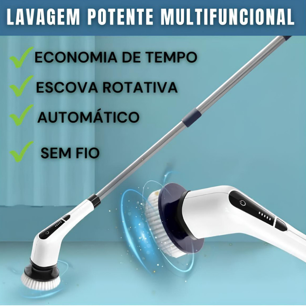 Esfregão Elétrico 9 Em 1 Sem fio Escova De Limpeza Pesada Multiuso 360 ...