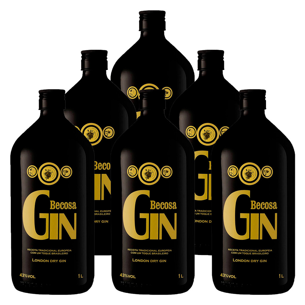 Gin Nacional Becosa London Dry 1l 6 Unidades | Shopee Brasil