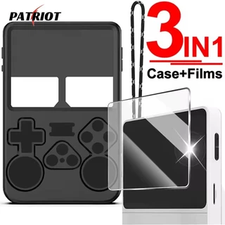 Capa 3 Em 1 + Vidro Para Console De Jogos R36S-Com Cordão E Protetores De Tela-Antiarranhões De Silicone Macio-Filme De 