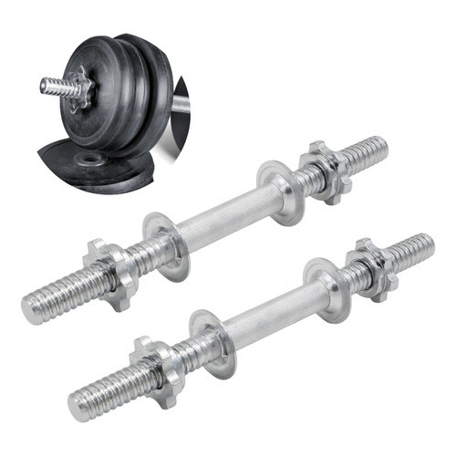 Barra Halter 40cm Rosca Maciça Com Arruela De Proteção 2 Un Cromado Antiderrapante Aço Inox