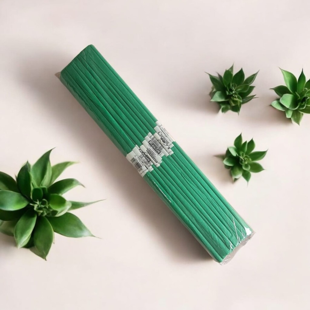 10 Rolos Papel Crepon 48cm X 2m Rst Original Verde Bandeira | Shopee Brasil