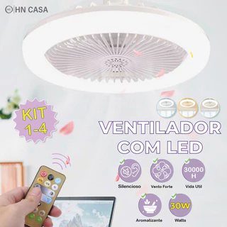 Ventilador de Teto com LED e Aromatizante Lâmpada E27 ou Resistência Controle Remoto Bivolt 30W Luminária  | 110V~220V