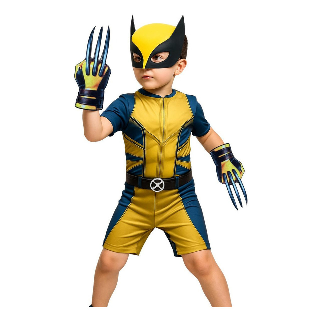 Fantasia Roupa Infantil Wolverine 2 Garras Máscara Envio Rap | Shopee ...