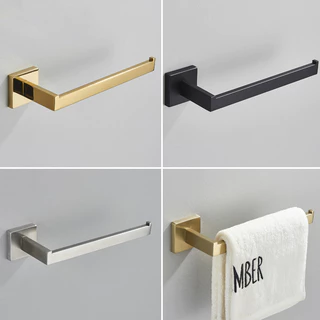 Suporte De Toalha Quadrado De Aço Inoxidável Para Banheiro , Único 24cm Preto/Prata/Dourado