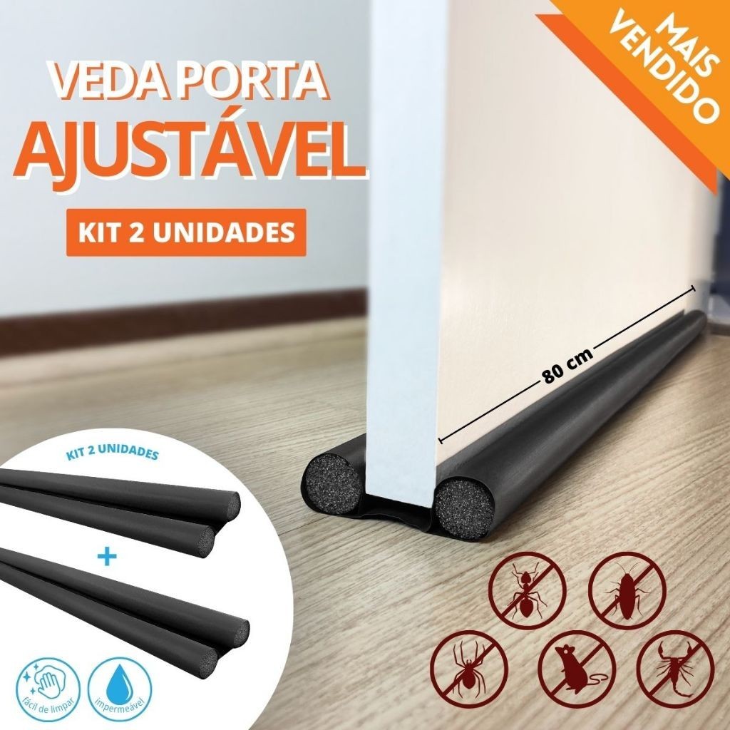 2 Unidades Veda Porta Protetor Proteção contra Insetos e Poeira 80 cm ...